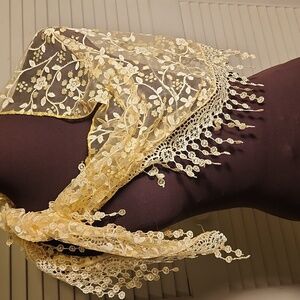 Elegant Lace Scarf - Sparkly Yellow